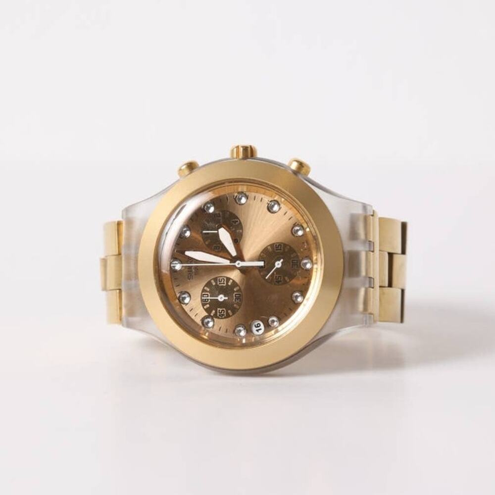 SWATCH Vintage Irony Diaphane Y2K Gold Chronograph Watch
